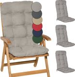Beautissu Flair HL – Set van 4 Tuinstoelkussens Hoge Rug – 120x50 cm – Grijs