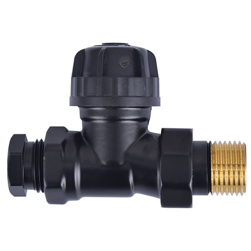 Wiesbaden Riko Thermostatisch Radiatorventiel Recht Mat Zwart 1/2" - Zonder Knop