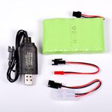 AFTERTECH Ni-MH accupack 7,2 V 2400 mAh 87 x 52 x 15 mm met USB-oplaadkabel en SM-stekker 2P KET JST E3E4