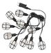 AMARE In- en outdoor lichtketting industrieel, 10 lampen met zwarte lampbehuizing, 3 m kabel, IP44 en timer