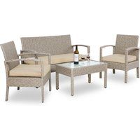 Casaria Polyrattan Tuinset - 4 Personen Incl. Kussens Bank - Creme