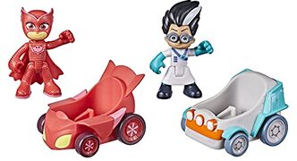 Pj Masks F2842 Owlette vs Romeo Battle-Pack Voorschoolspeelgoed, voertuig en actiefigurenset voor kinderen vanaf 3 jaar, meerkleurig