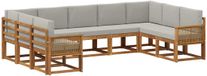 vidaXL - Ensemble de salon d'angle - 9 places assises - Acacia massif - Naturel et gris clair