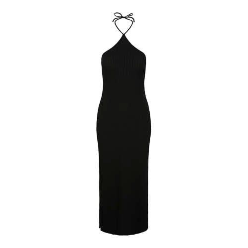 PIECES PCALICIA Ribbed Halter Bodycon Dress - Black