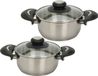 Excellent Houseware Kookpannen set - 2x - glazen deksel - RVS - 1.8 en 3.5 liter