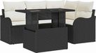 vidaXL - Extérieur - Table à manger - Ensemble - 5 - pcs - Noir - Poly - rotin