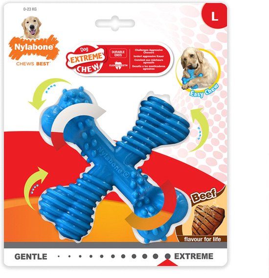 Nylabone Extreme Chew X-Bone Beef - Hondenspeelgoed - Large - Multi
