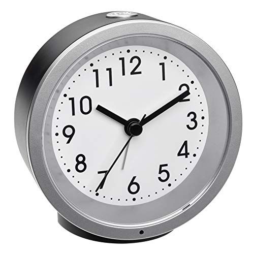 TFA Analoge wekker, 60.1034.01, met sweep-uurwerk, nachtverlichting, alarm met snooze-functie, zwart, (L) 103 x (B) 39 x (H) 99 mm