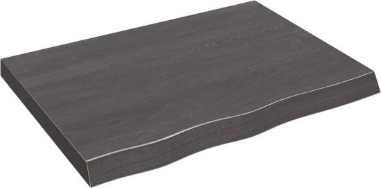 vidaXL - Wandschap - 80x60x(2-6)cm - behandeld - massief - eikenhout - donkerbruin
