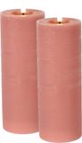 Countryfield Lyon LED kaarsen/stompkaarsen - 2x - roze - D7,5 x H20 cm - timer