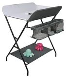 Table à langer - Meuble de soins - Cadre en métal - Avec panier de rangement et étagères - Convient aux 0-12 mois - Gris