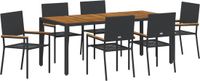 vidaXL Tuineetkamerset, 7-delig, zwart, polyrotan