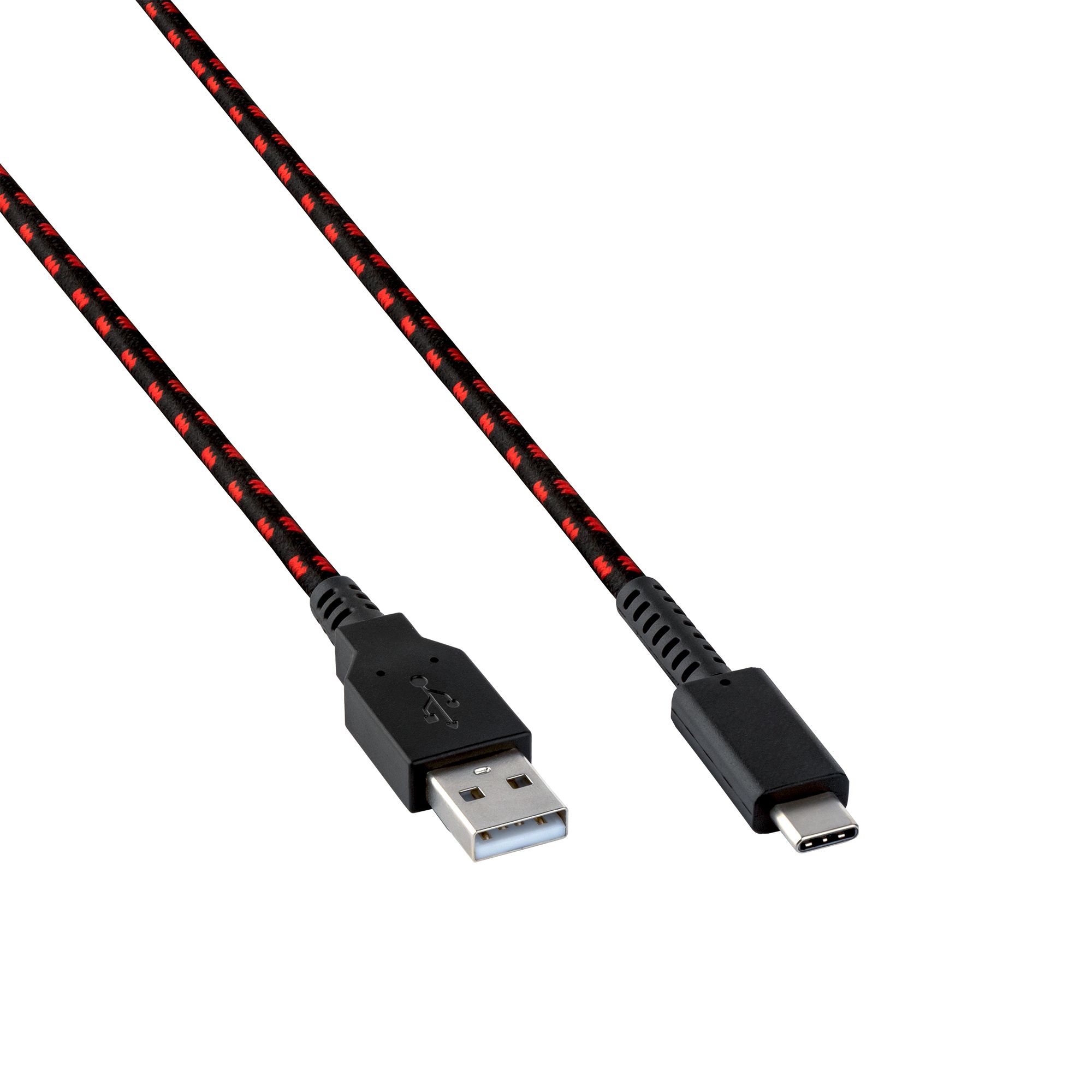 PDP USB-A naar USB-C Kabel - 2.4m - Zwart/Rood