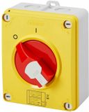 Gewiss SCHAKELAAR - HP - NOODSTOP - BEHUIZING VAN ISOLATIE MATERIAAL - 32A 3P - AFSLUITBARE RODE DRAAIGREEP - IP66/67/69