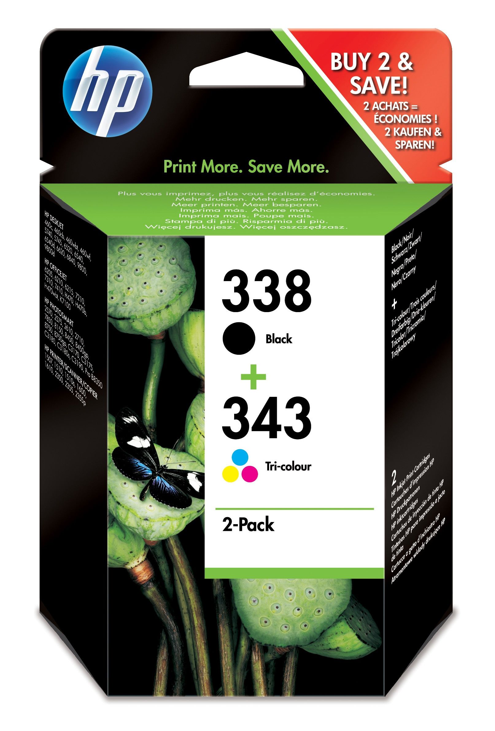 HP 338+343 Inktcartridge Multipack - Zwart & Kleur - SD449EE