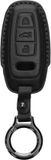 kwmobile leren autosleutel hoesje geschikt voor Audi A6 A7 A8 Q7 Q8 3-knops autosleutel Keyless - Als sleutelhanger met sleutelring - Echt leer in zwart