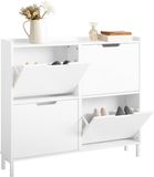 SoBuy Schoenenkast FSR100-W - Smalle Schoenenrek met 4 Kleppen - Wit
