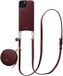 AVY Leren Hoesje geschikt voor Apple iPhone 15 | Met Koord en Mini Telefoontasje | Compatibel met MagSafe | Leather Case met 130CM Koord & Pouch | Long Leather | Burgundy