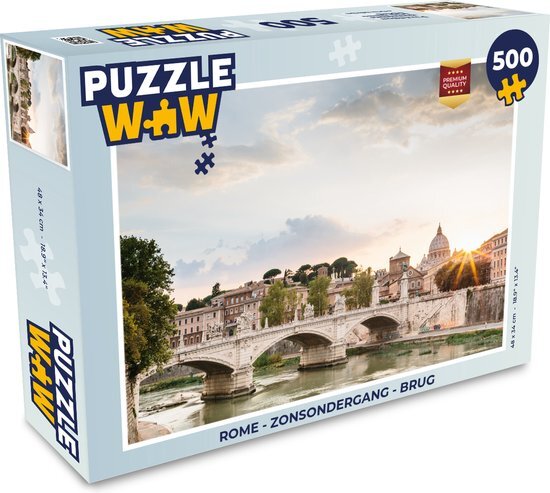 MuchoWow Puzzel Rome - Zonsondergang - Brug - Legpuzzel - Puzzel 500 stukjes