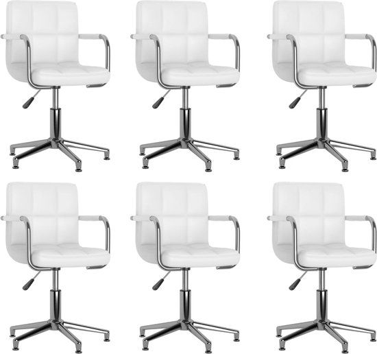 vidaXL Eetkamerstoelen draaibaar kunstleer wit 6 stuks