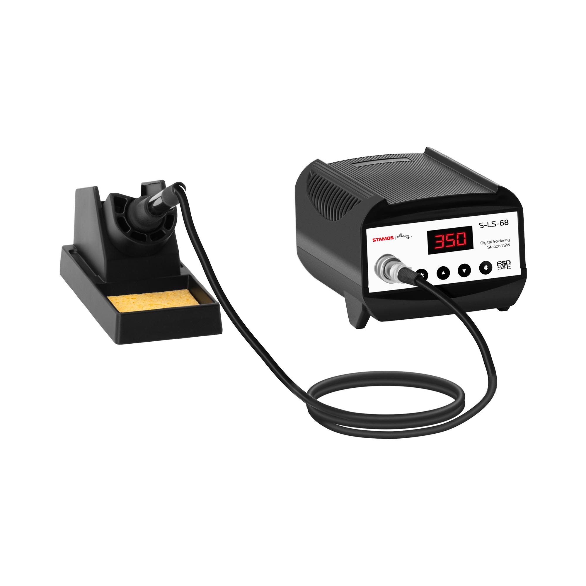 Stamos Soldering Soldeerstation - digitaal - met soldeerbout en houder - 75 W - LED