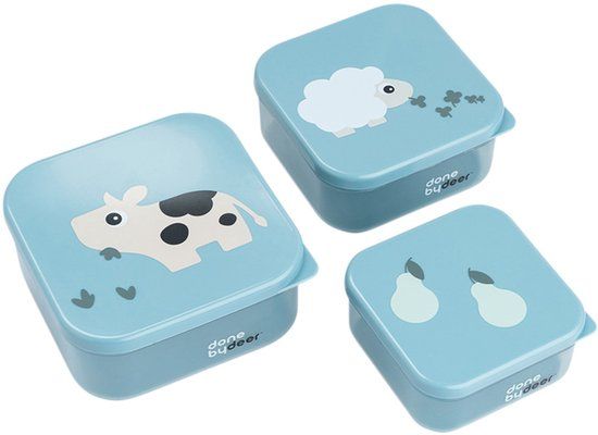 Done By Deer Tiny Farm Snack Box - 3 Stuks - Blue