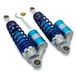 MXT Schokdempers 325-355 mm zilver geschikt voor Simson S 51 | Extern reservoir, houder M10, M8, blauw, chassis, veerpoot compatibel met Simson S 83 80 4-versnelling Beta 1994-1996