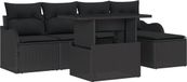 vidaXL - Poly Rattan Lounge Set - 6 Seats - Black