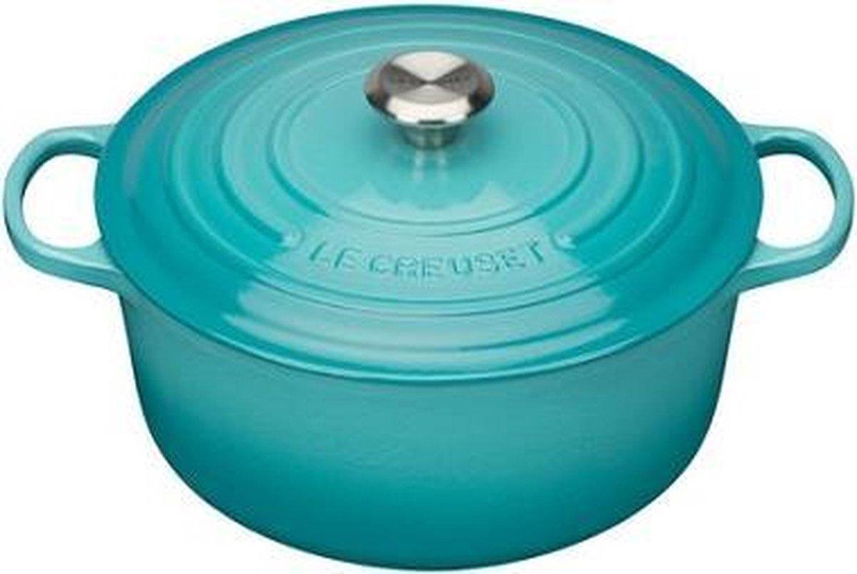 Le Creuset Le Creuset® - Signature - Braadpan - Stoofpan - Vaatwasserbestendig - Anti Aanbaklaag - Geëmailleerd Gietijzer - 2,4 liter - 20 cm - Caribbean Blue - Blauw