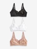 Next - Dames - Set van 3 Ultimate Comfort beha's met kant en hele cups - Zwart