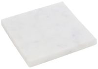 5Five Onderzetters voor glazen - marmer - 4x stuks - vierkant - wit - 10 x 10 cm - inclusief zwarte standaard