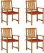 Acacia bois massif chaises de jardin 4 pcs avec coussins