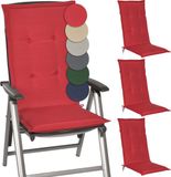 Beautissu Loft HL – Set van 4 Tuinkussens hoge Rug 120x50x6 cm Kussen Rood Tuinstoelkussens Zitkussen Tuinstoel
