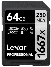 Lexar SDXC 64GB UHS-II Class 10 - 250MB/s Read, 90MB/s Write