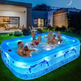 Unyqoos® Opblaasbaar Familiezwembad met Zonne-energie en Verlichting voor Tuinplezier
