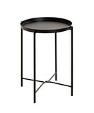 HAKU Bijzettafel rond zwart metaal Art Deco H 50 cm x Ø 39 cm