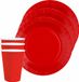 Santex feest/verjaardag servies set - 10x gebaksbordjes en bekertjes - rood - karton