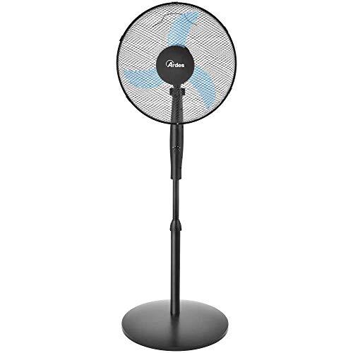 Ardes AR5EA41PB Easy 41PB Plus staande ventilator, rond, 3 vleugels, 40 cm, hoogte 130 cm, 3 snelheden, design Premium Total Black