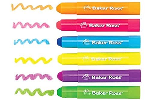 Baker Ross AT769 Neon Poster Paint Sticks in klassieke kleuren voor kinderen kunst en ambachten en schilderen set (Pack van 6 x 10g), gesorteerd
