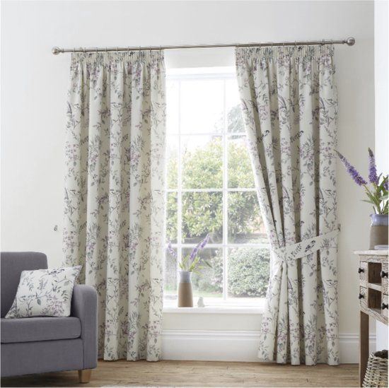 Dreams & Drapes Jazmine Wave Pleat Curtains - 229x229 cm - Cotton - Floral