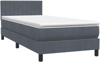 vidaXL Boxspring met matras fluweel donkergrijs 80x220 cm