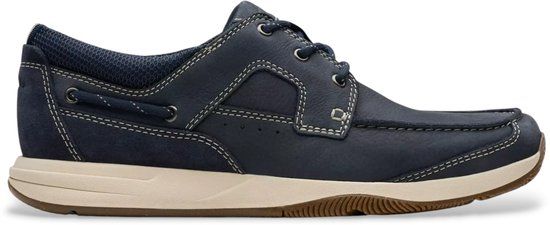 Clarks Sailview Lace leren bootschoenen marineblauw