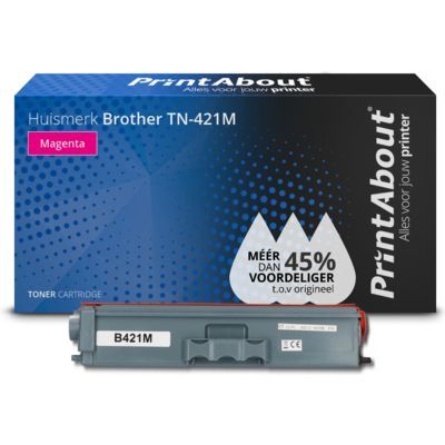 PrintAbout Huismerk TN-421M Toner - Magenta - Compatibel met Brother