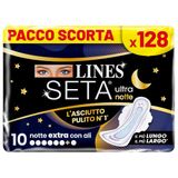 LINES Zijde Ultra Extra Night, 16 verpakkingen met elk 8 maandverband (128 maandverbanden)