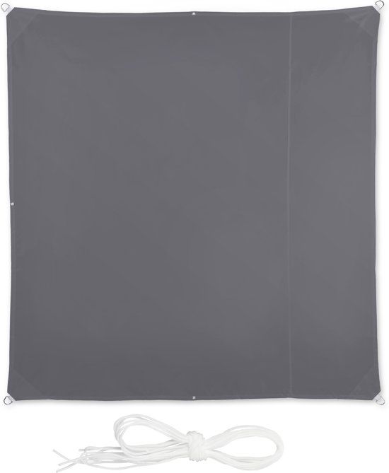 Relaxdays Schaduwdoek Vierkant Antraciet - 2 x 2 m