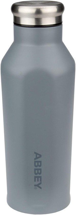 Abbey Camp® Abbey Drinkfles Dubbelwandig - 0.35 L - Grijs/Zilver - Roestvrijstaal