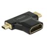 DeLOCK HDMI-A Female naar HDMI Mini-C Male + Micro-D Male Adapter, Zwart