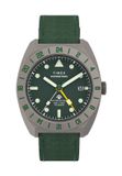Timex Expedition Pioneer GMT Mechanisch Automatisch Horloge Groen en Zilverkleurig Kast Gemaakt van 100% Titanium en een Armband van 100% Nylon 41 TW2Y63400AJ