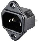 MPE-Garry C14 stroomstekker | inbouw | verticaal | 6,3 mm vlakstekker | zwart
