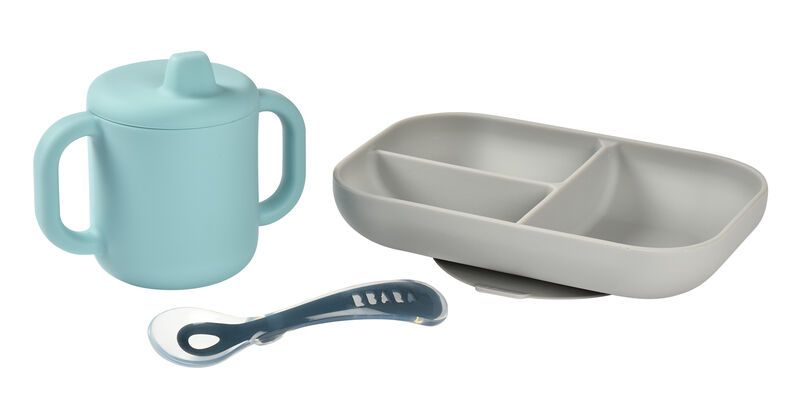 BEABA Toddler dinner set - Blue, Grey, Silicone